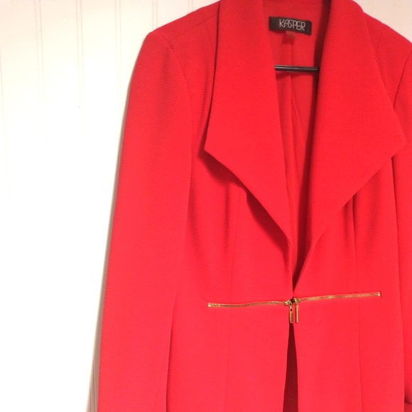 Kasper Red Open Front Blazer Jacket Size 8 EUC - Picture 6 of 7